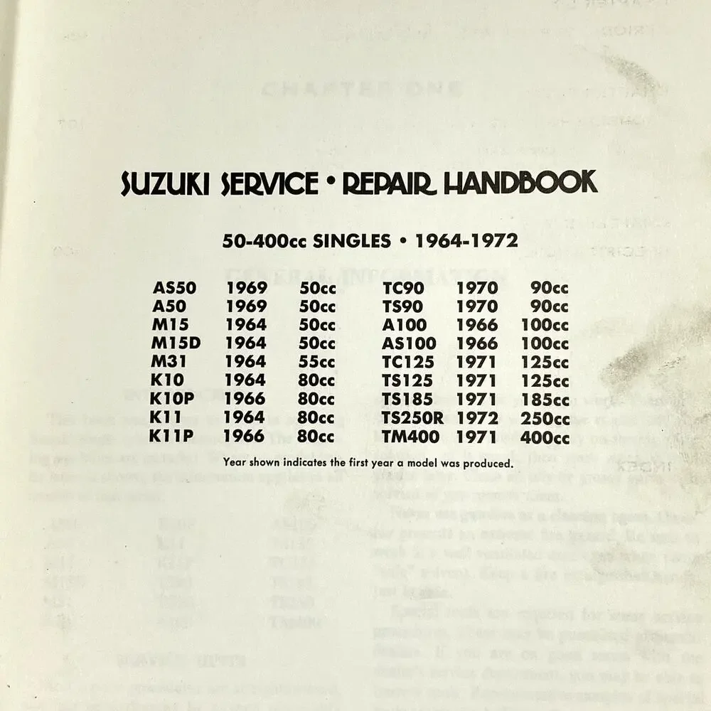 Clymer Suzuki 50-400cc Singles 1964-1972 Service Repair Handbook Manual Book